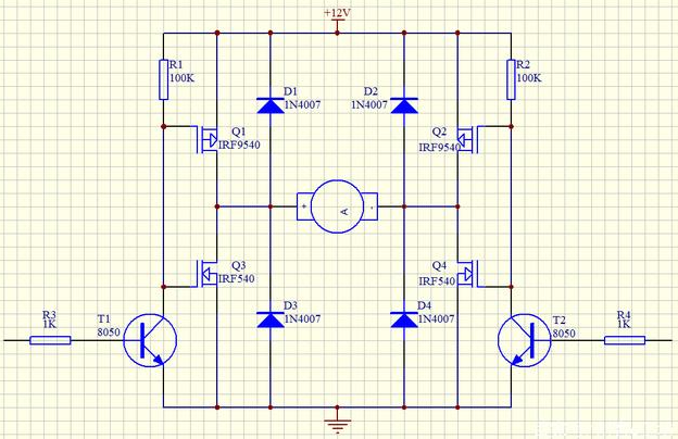 一个简单的MOS管H桥马达控制电路设计参考