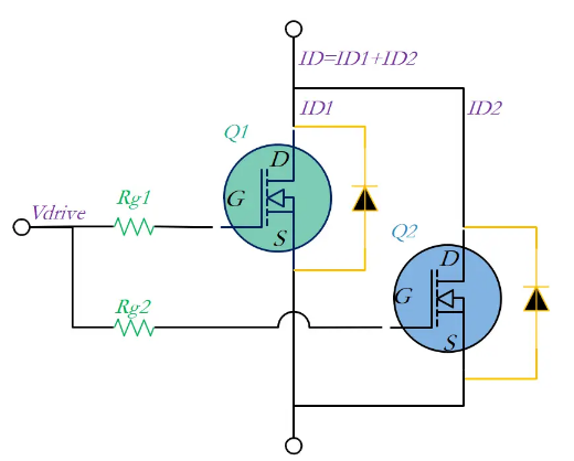 两颗mos管并联实现大电流的原理图