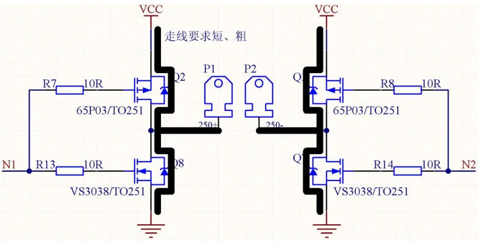 全桥MOS管驱动电路的基本结构示意图