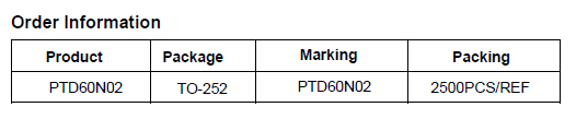 PTD60N02 N-MOS管包装信息
