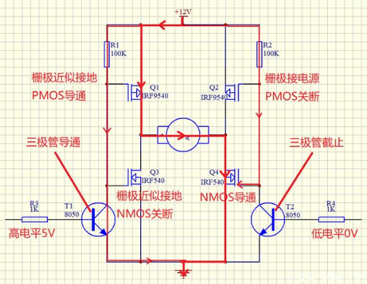 mos管驱动电机正反转